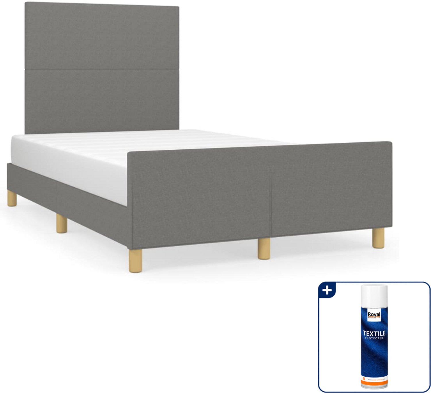vidaXL Bedframe - 120 x 190 cm - stof - donkergrijs - Inclusief textielbeschermer 500 ml