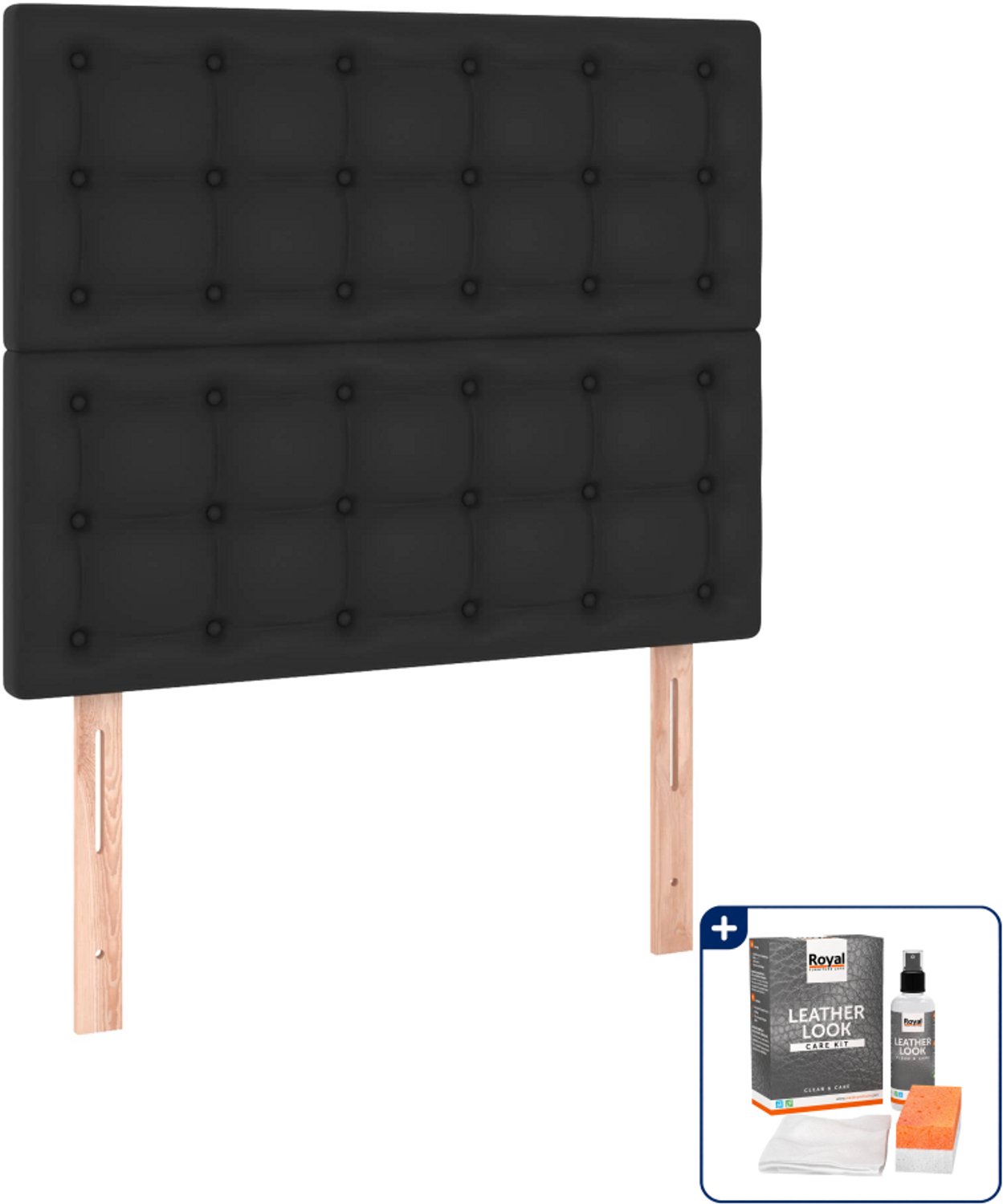 vidaXL boxspring met matras - 120 x 190 cm - kunstleer - zwart - Inclusief onderhoudsset voor kunstleer 150 ml