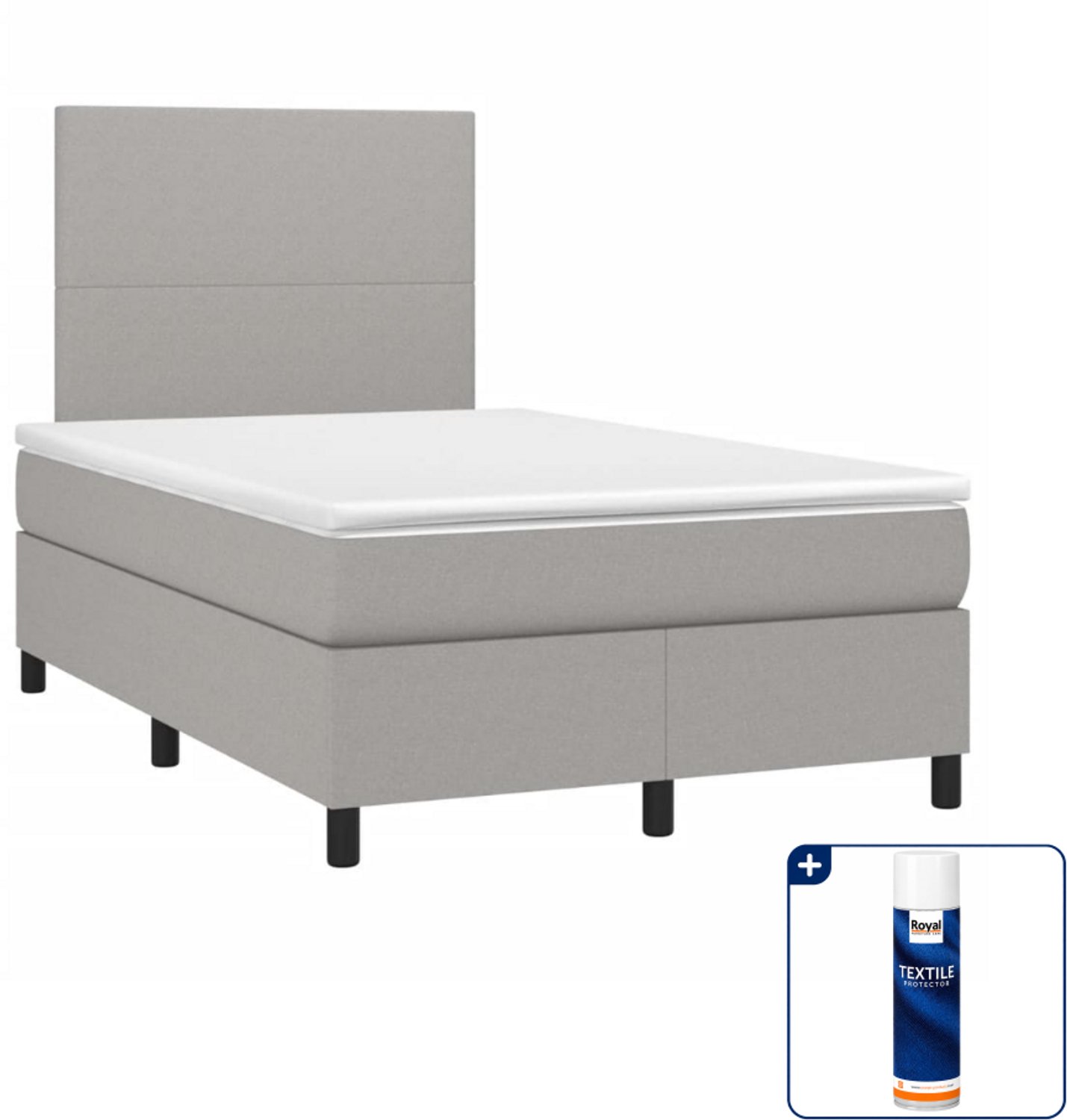 vidaXL boxspring met matras 120 x 190 cm - lichtgrijs - Inclusief textielbeschermer 500 ml