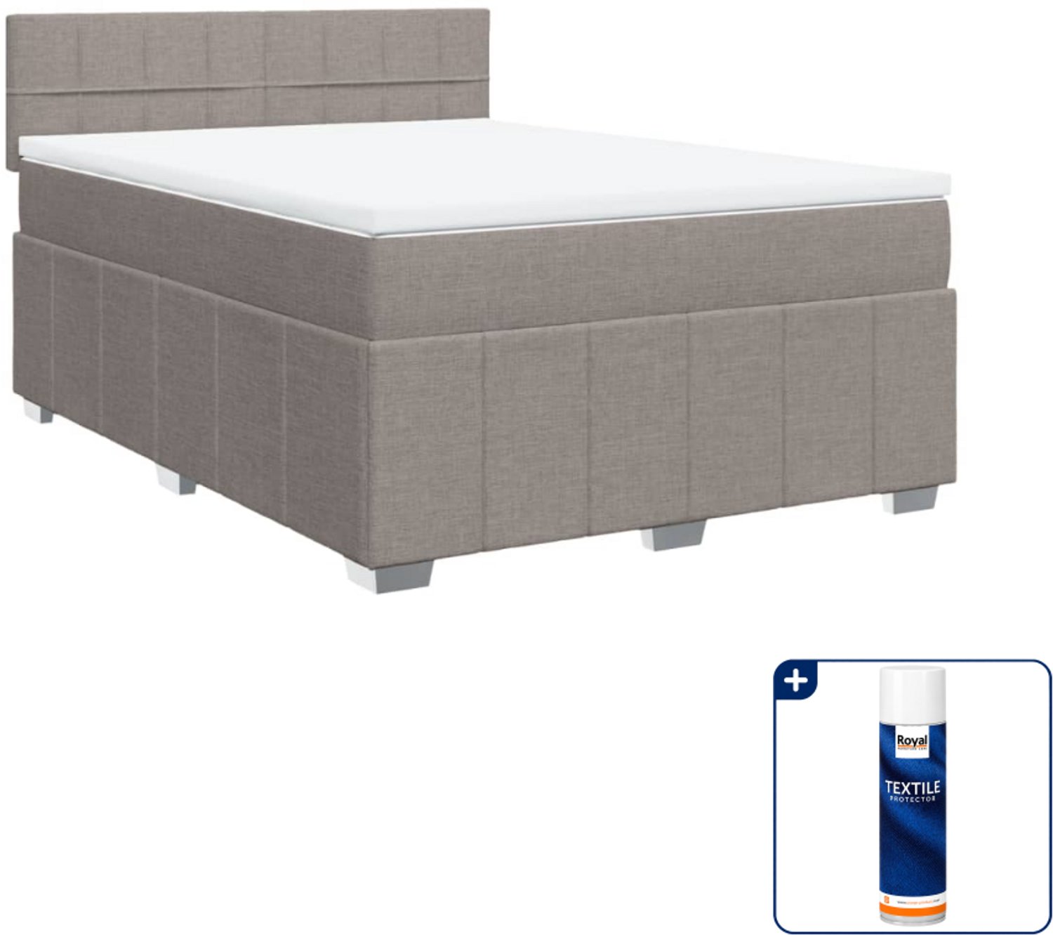 vidaXL boxspring met matras - queensize - 160 x 200 cm - taupe - Inclusief textielbeschermer 500 ml