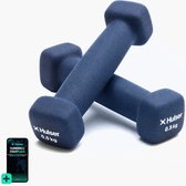 Hulser Dumbbell set - 2 x 0,5 kg - Neopreen - Blauw - Met digitale startgids - Gewichten - Fitness halterset - Krachttraining halters