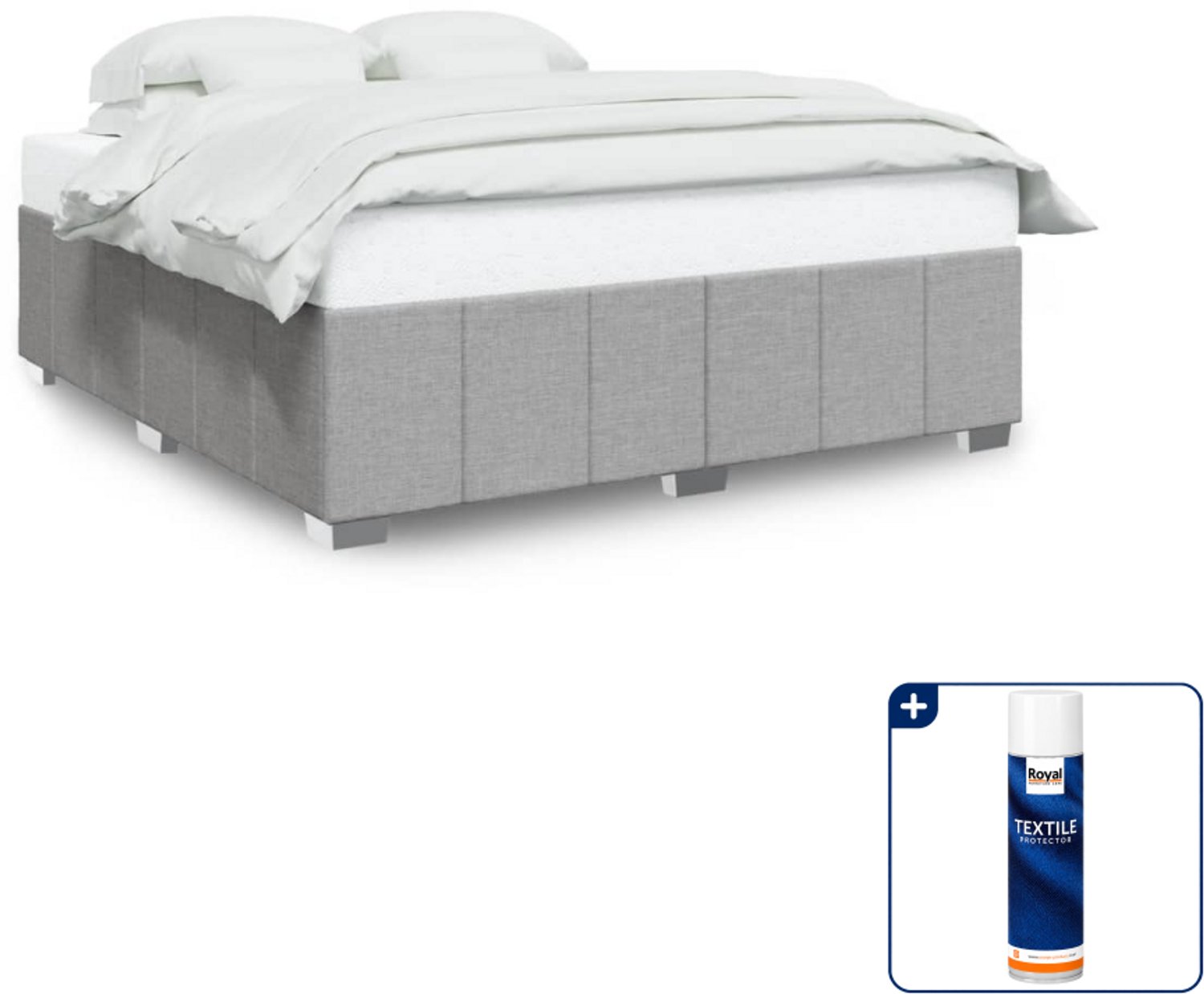 vidaXL bedframe - 200 x 200 cm - stof - lichtgrijs - Inclusief textielbeschermer 500 ml