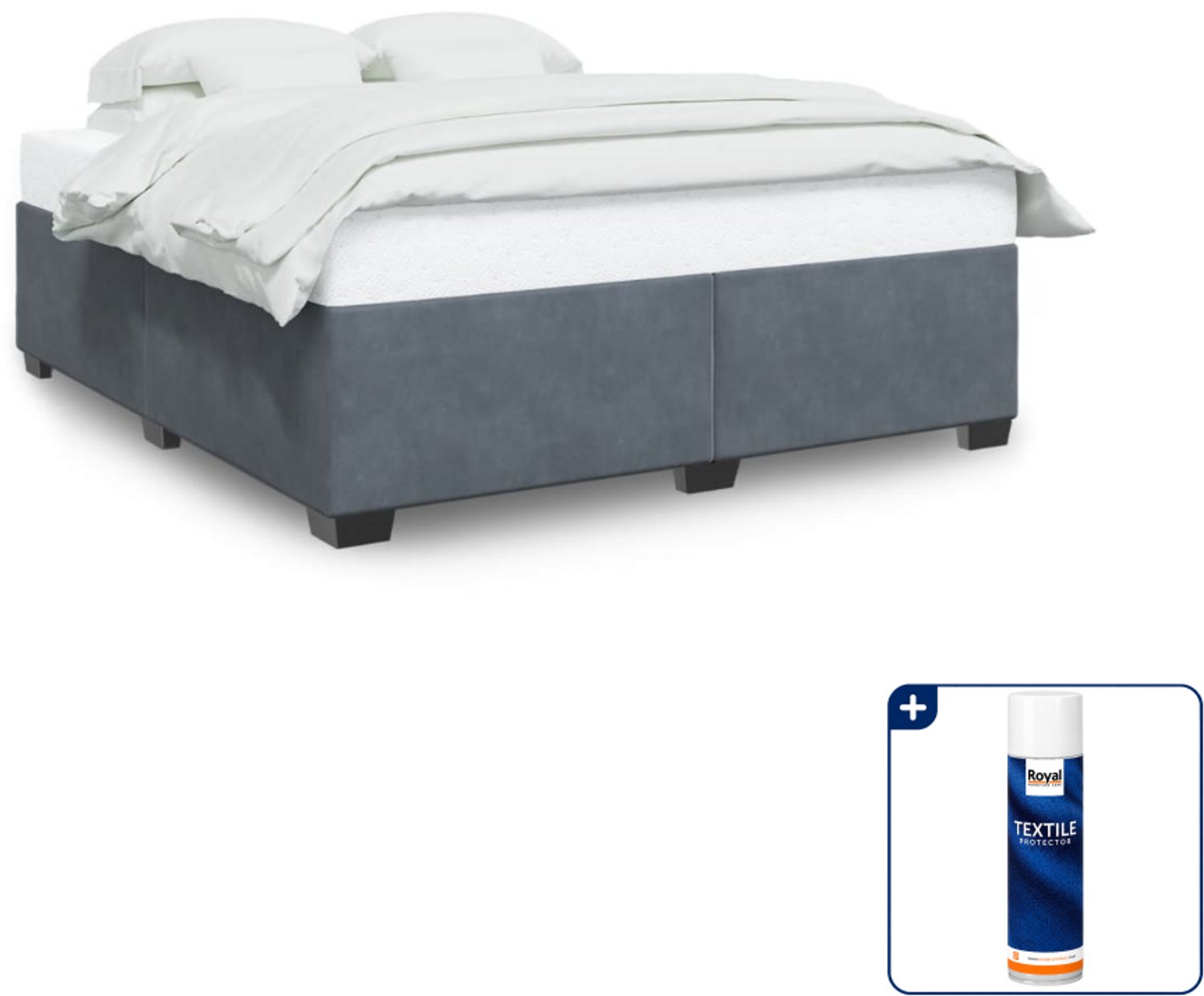 vidaXL bedframe - 200 x 200 cm - fluweel - donkergrijs - Inclusief textielbeschermer 500 ml