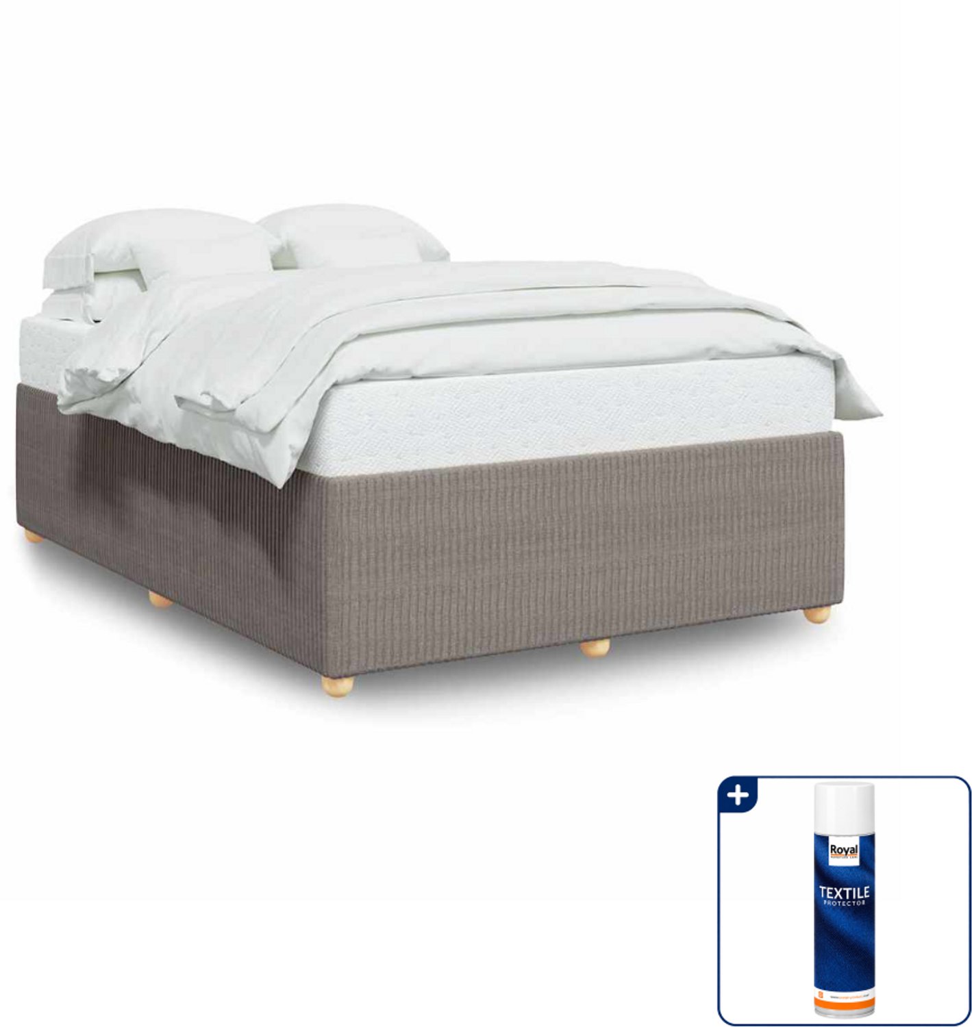 vidaXL bedframe - 140 x 190 cm - stof - taupe - Inclusief textielbeschermer 500 ml