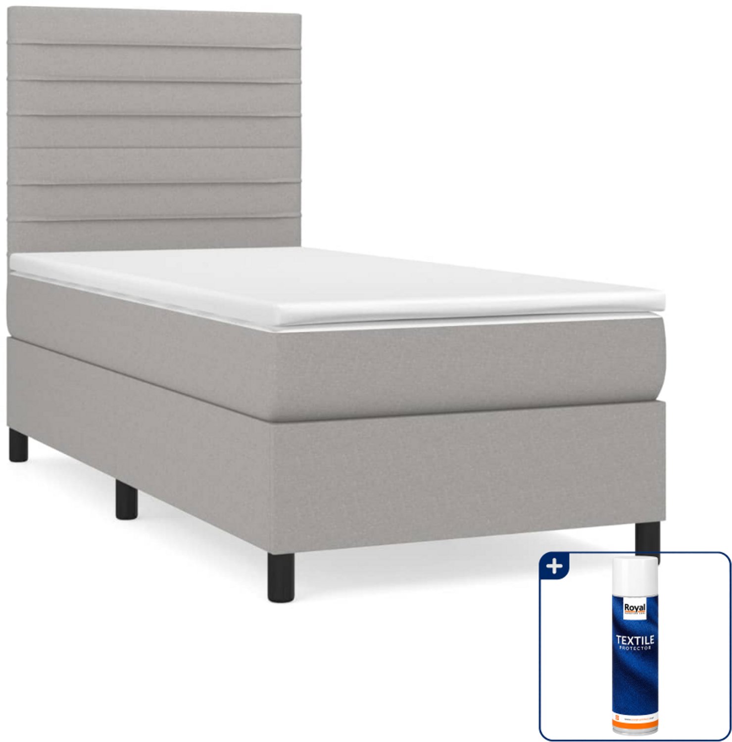 vidaXL Boxspring - 80 x 200 cm - stof - lichtgrijs - Inclusief textielbeschermer 500 ml