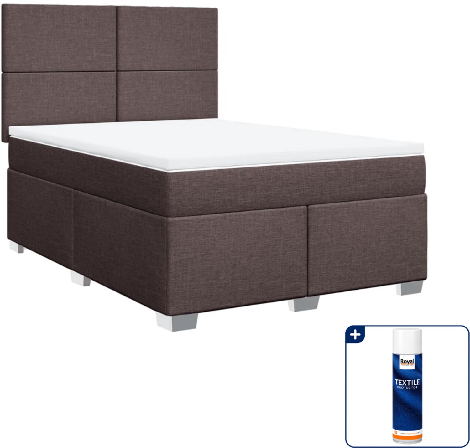 vidaXL Queensize boxspring met matras - donkerbruin - Inclusief textielbeschermer 500 ml