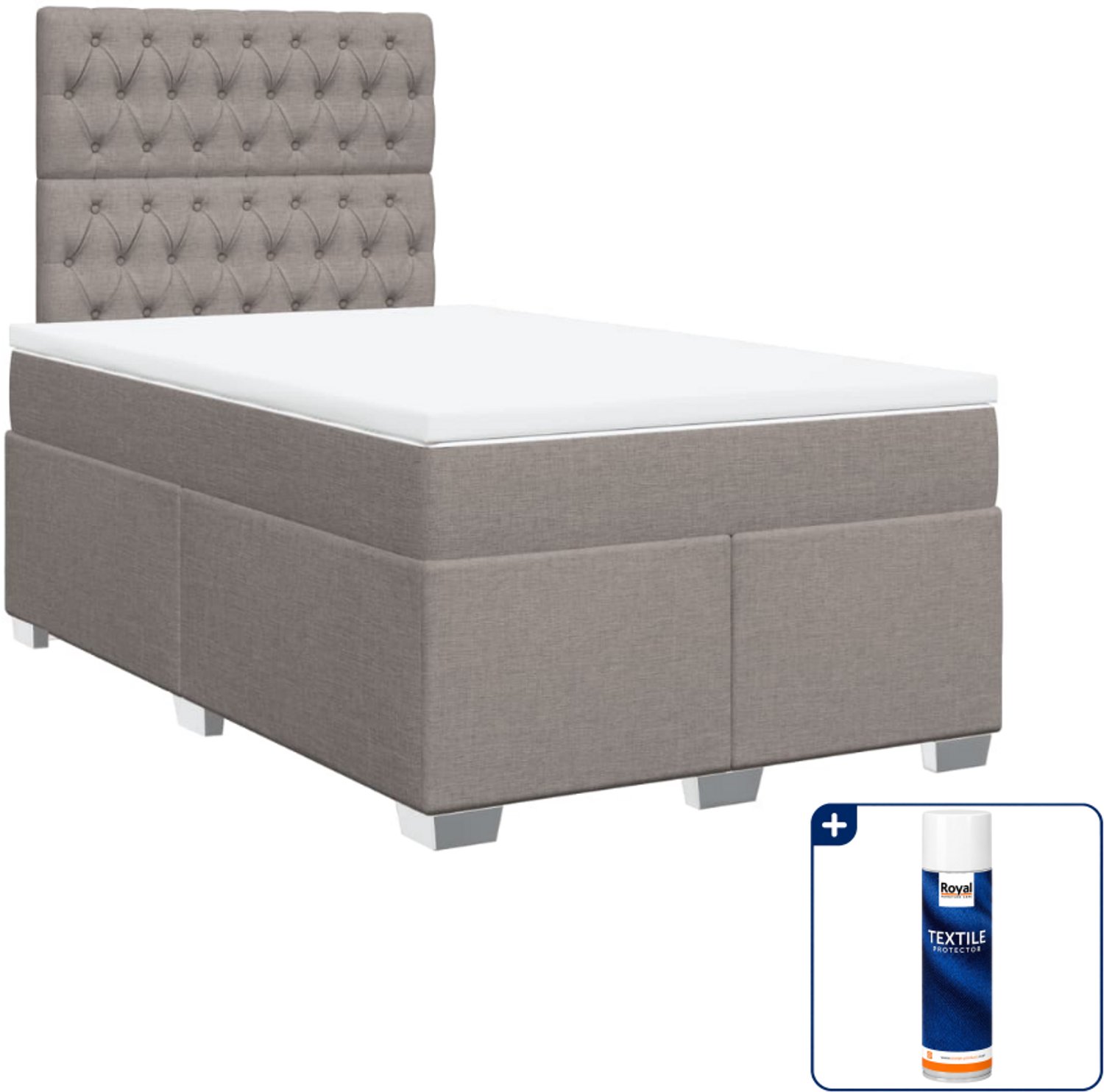 vidaXL boxspring 120 x 190 cm - stof - taupe - Inclusief textielbeschermer 500 ml
