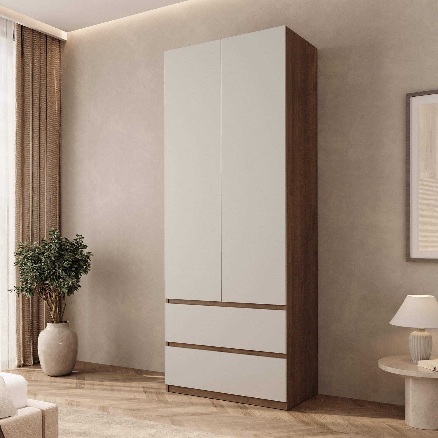 MEUBELLA Montreux - Kledingkast 2-deurs - Beige - 90x50x231 cm