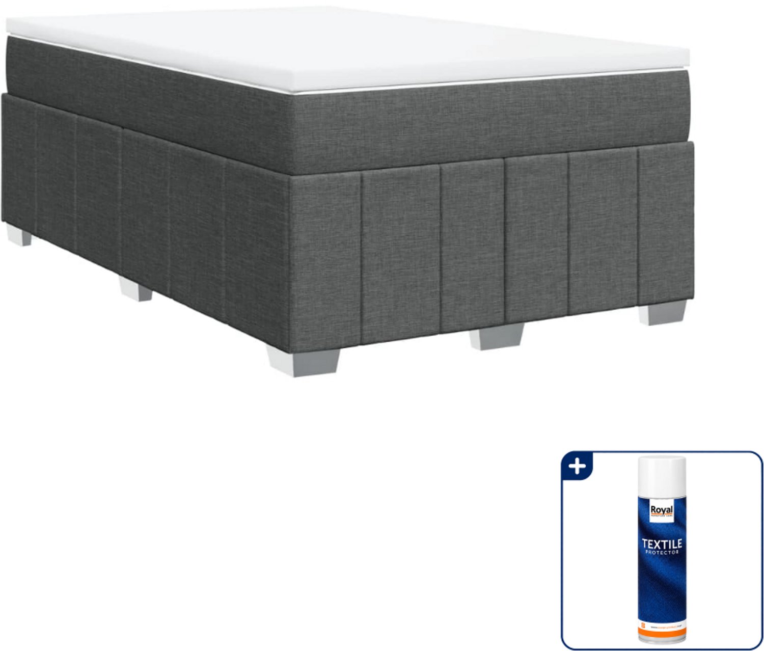 vidaXL boxspring met matras 120 x 190 cm - donkergrijs - Inclusief textielbeschermer 500 ml