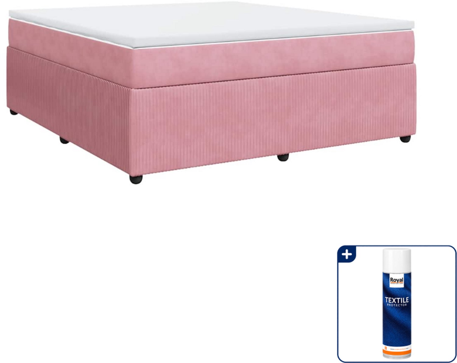 vidaXL Kingsize boxspring met matras - 180 x 200 cm - roze - Inclusief textielbeschermer 500 ml