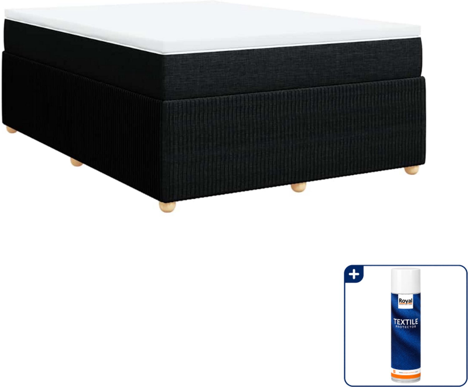 vidaXL boxspring 140 x 190 cm - stof - zwart - Inclusief textielbeschermer 500 ml