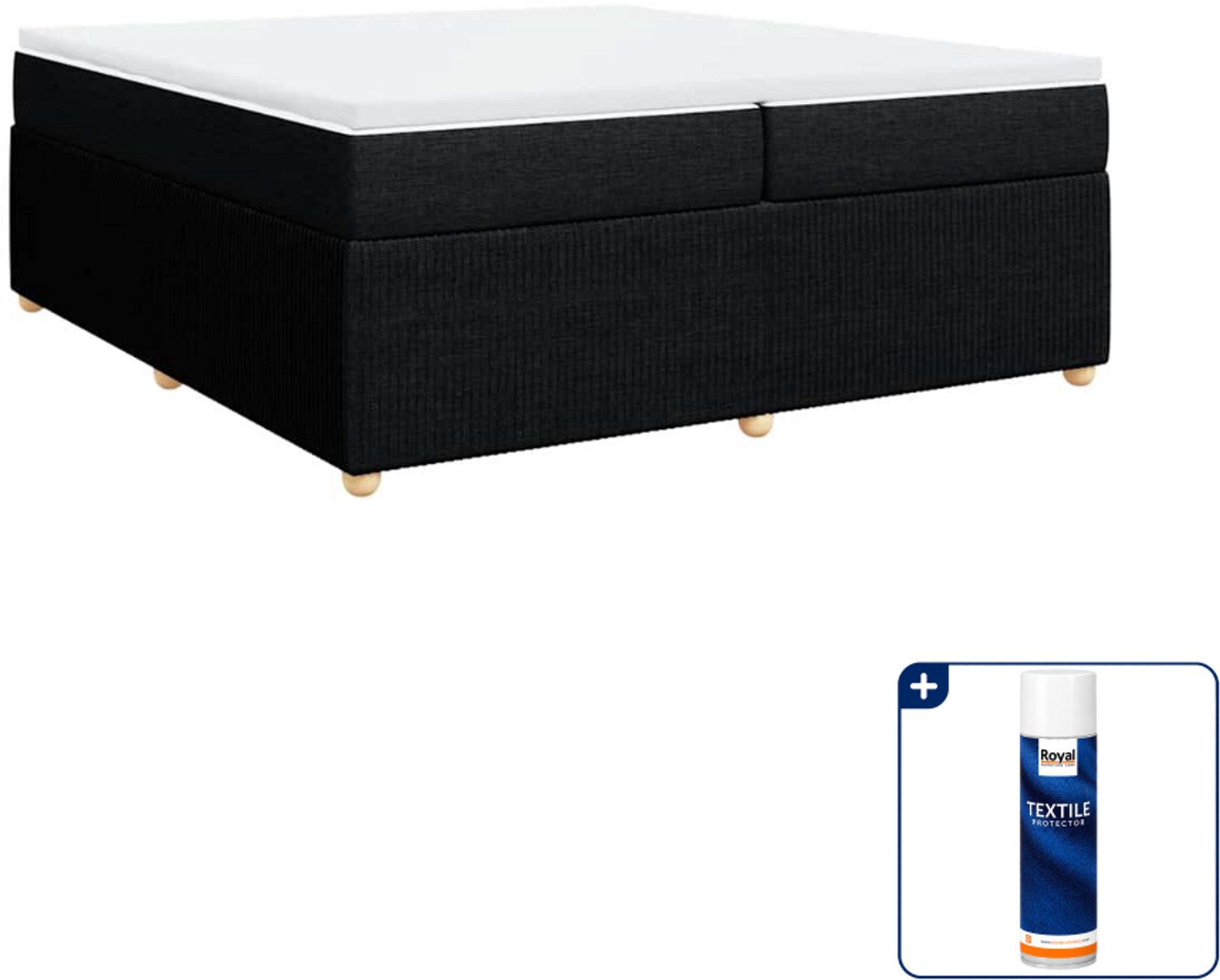 vidaXL boxspring - 200 x 200 cm - zwart - Inclusief textielbeschermer 500 ml
