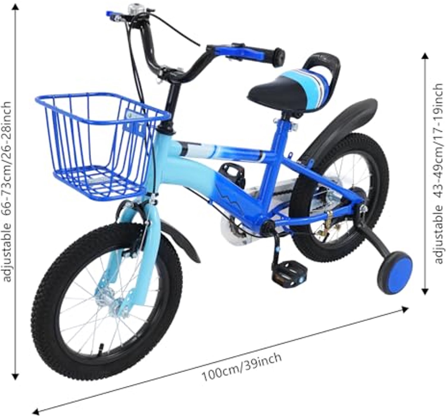 Kinderfiets 14 Inch met Steunwielen en Mand