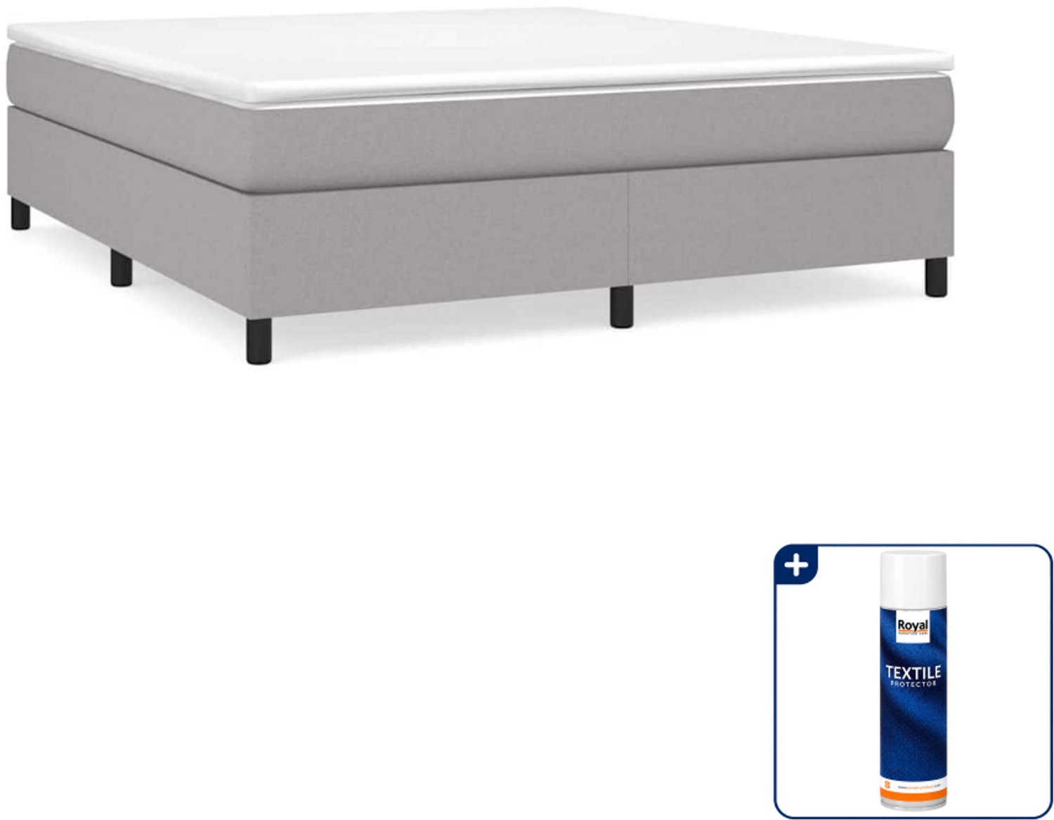 vidaXL boxspring met matras - Kingsize - 180 x 200 cm - lichtgrijs - Inclusief textielbeschermer 500 ml