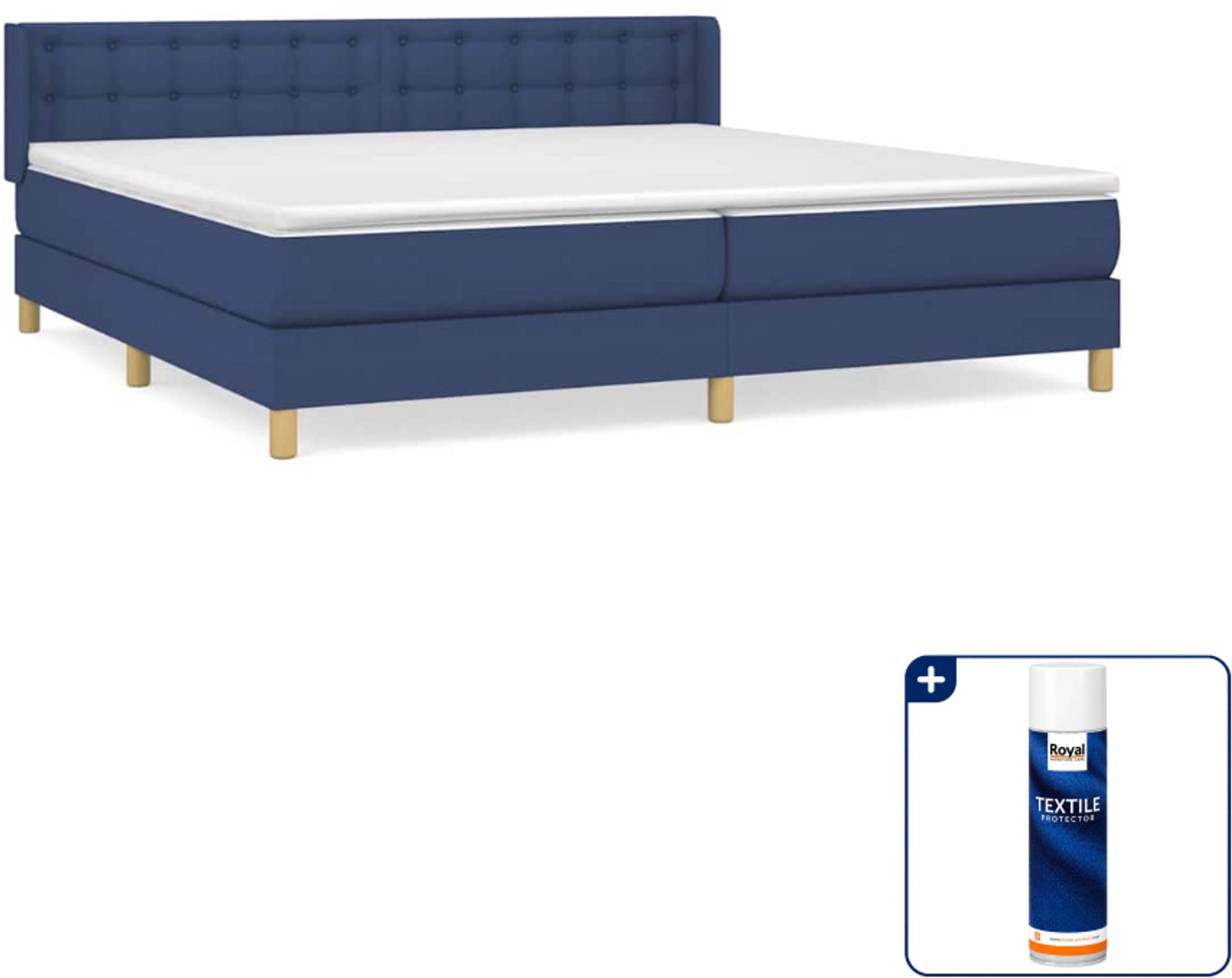 vidaXL boxspring Queensize - 160 x 200 cm - blauw - Inclusief textielbeschermer 500 ml