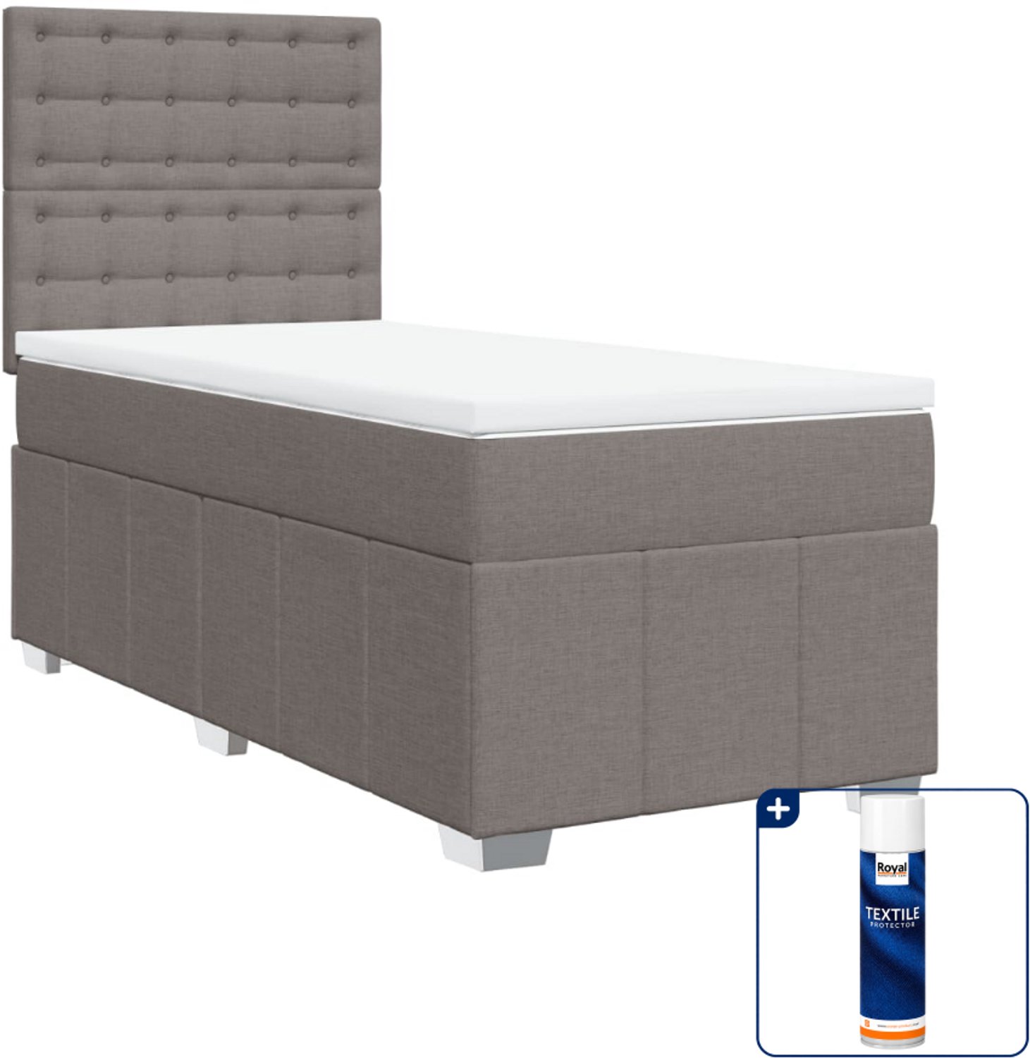 vidaXL boxspring met matras 100 x 200 cm - taupe - Inclusief textielbeschermer 500 ml