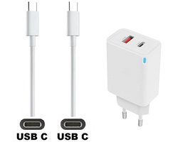 OneOne 45W super snellader met 2 poorten. Oplader met sterke 3,0m USB C naar C kabel. PD lader adapter past op Universeel WOO AUDIO, xDuoo, FiiO, Beeline, Logitech, Interphone, myPhone, HP, MaxCom, Argon Audio, Shanling