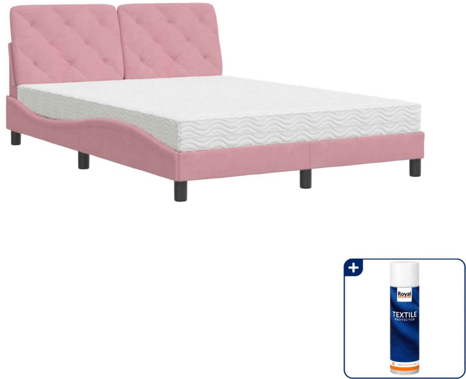 vidaXL Piran bed met matras - 120 x 200 cm - roze - Inclusief textielbeschermer 500 ml