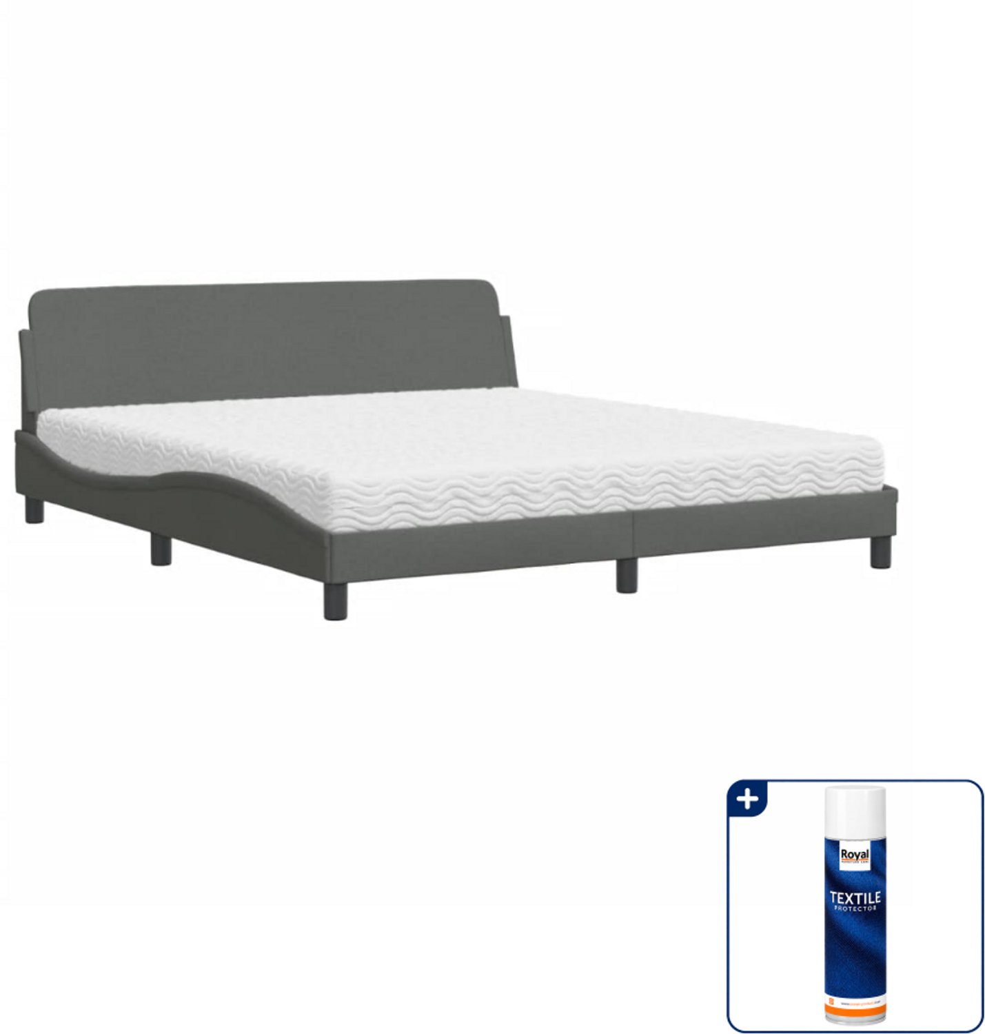 vidaXL Dover bed met matras - Kingsize - 180 x 200 cm - donkergrijs - Inclusief textielbeschermer 500 ml