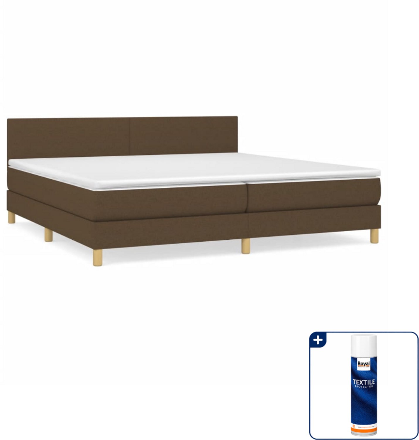 vidaXL boxspring met matras 200 x 200 cm - donkerbruin - Inclusief textielbeschermer 500 ml