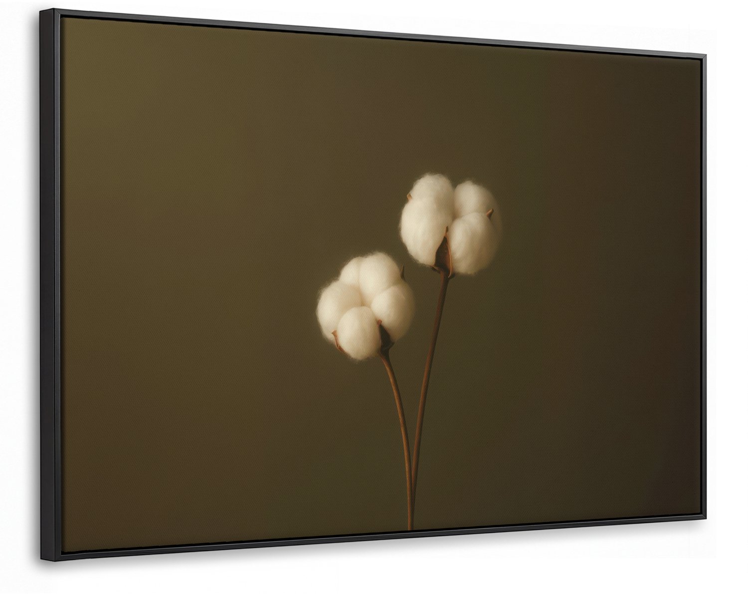 Canvas Schilderij met Baklijst XXL Canvas Schilderij met Baklijst 140x90cm - Takken - Katoen - Wit - Bollen - Muurdecoratie woonkamer - Slaapkamer decoratie - Kamer accessoires - Schilderijen op canvas met lijst groot