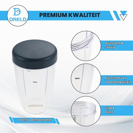 Blenderbekers 710 ml - 2 stuks - Met deksel - Vaatwasserbestendig — afbeelding 3