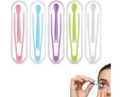 Contactlens Verwijderaar & Applicator Set - 5 stuks in wit groen blauw paars en roze - Lenzen hulpmiddel - Contactlens set - pincet en zuigstaafje - hygiënisch en veilig - met opbergdoosje - Reisset voor Zachte/Harde/RGP-Lenzen