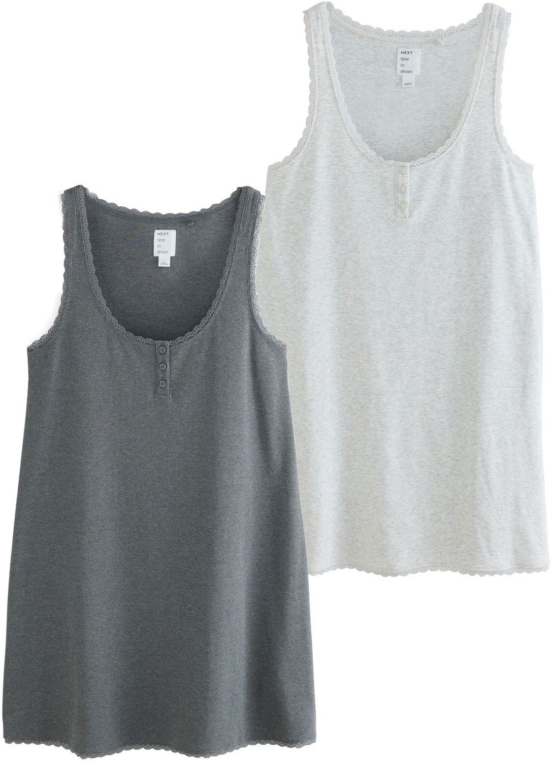 Next Dames - Set van 2 geribbelde slips - Grijs Grey
