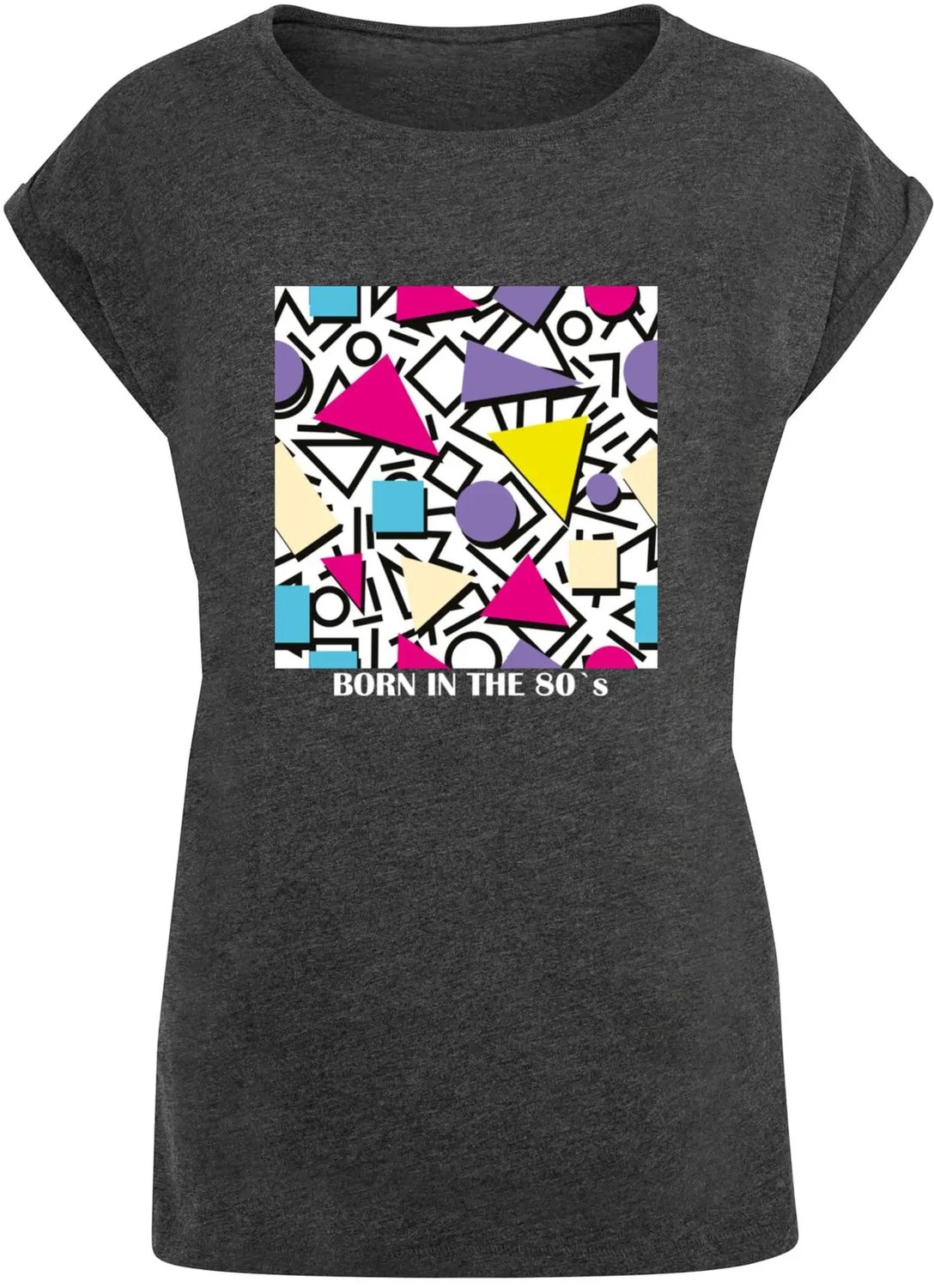 T-shirt dames Mister Tee Geometric Retro Extended Houtskool