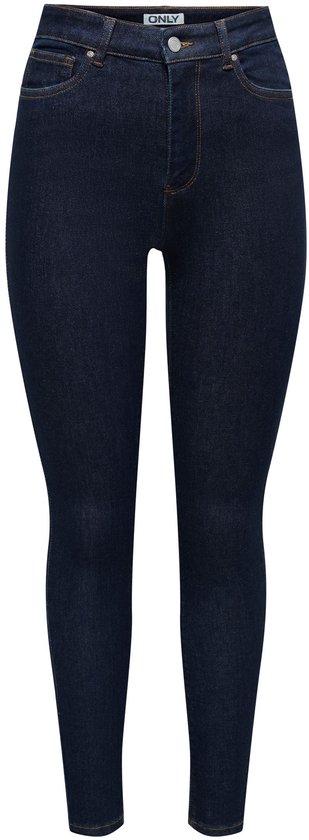ONLY skinny jeans in donkerblauw denim met goudkleurige stiksels en knoopsluiting.
