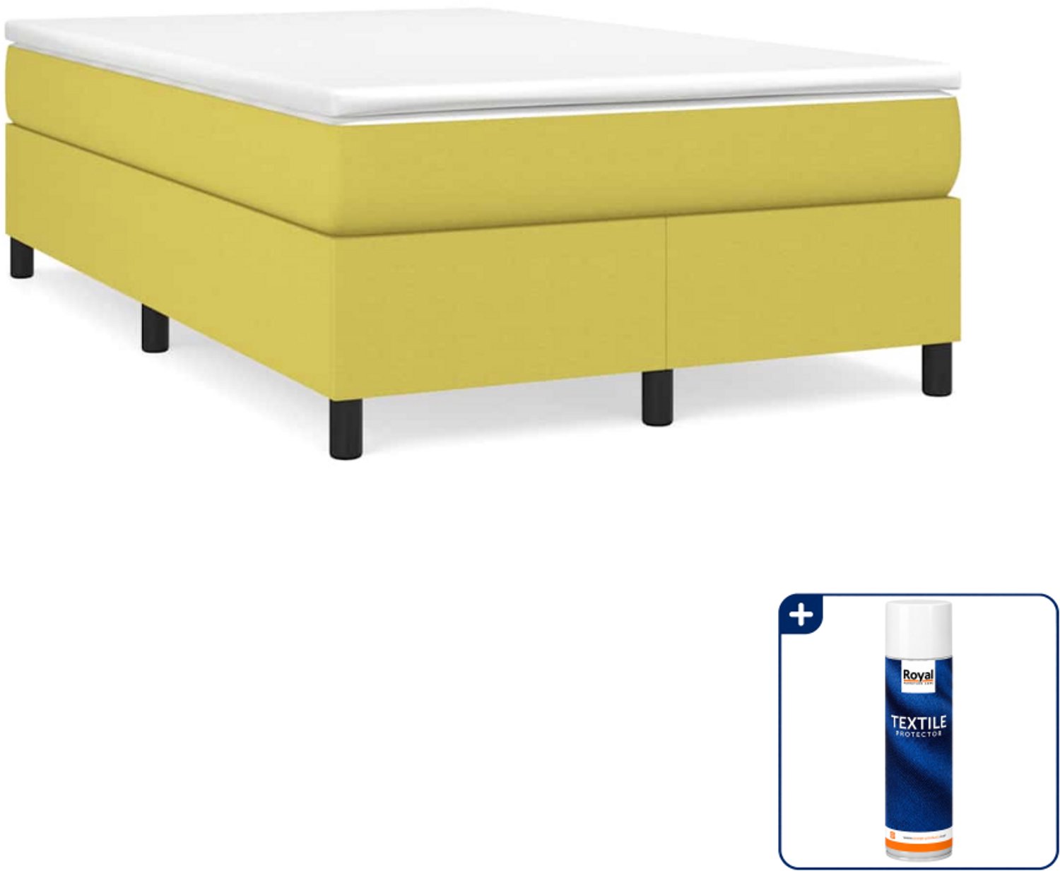 vidaXL boxspring bed - 120 x 200 cm - stof - groen - Inclusief textielbeschermer 500 ml Crème