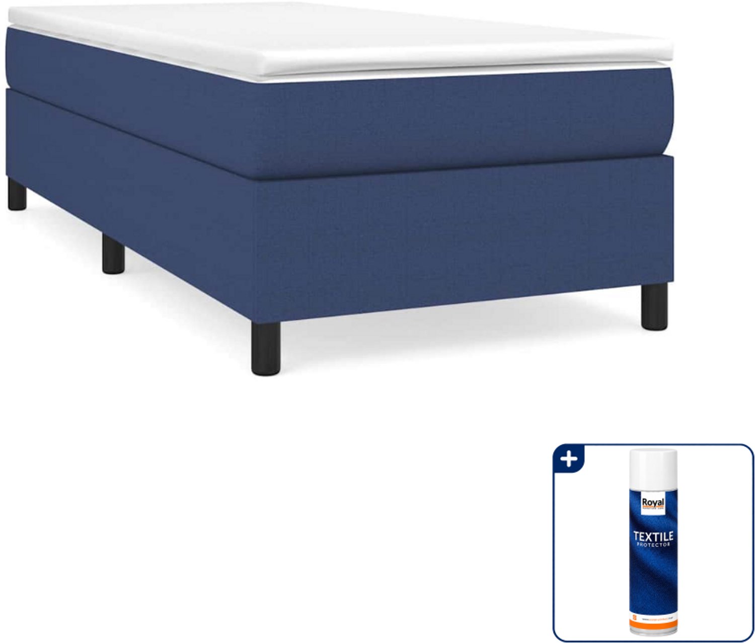 vidaXL boxspring bed - 80 x 200 cm - stof - blauw - Inclusief textielbeschermer 500 ml Bruin