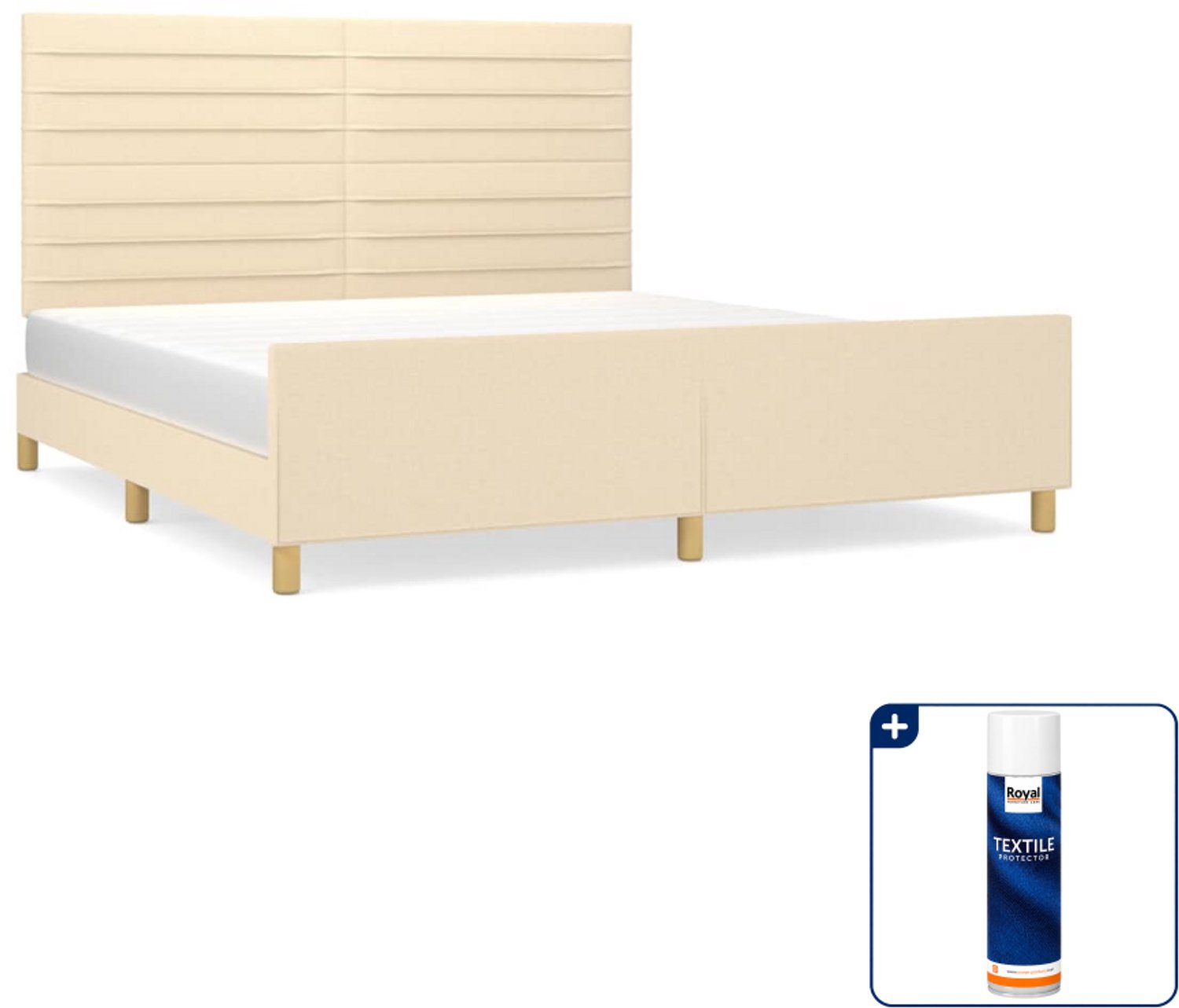 vidaXL Queensize bedframe - 160 x 200 cm - crème - Inclusief textielbeschermer 500 ml