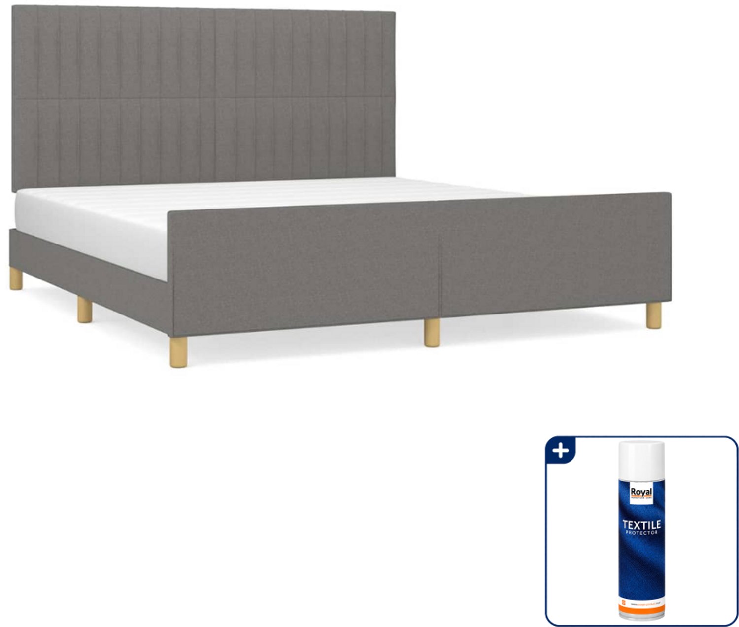 vidaXL Bedframe - Kingsize - 180 x 200 cm - donkergrijs - Inclusief textielbeschermer 500 ml