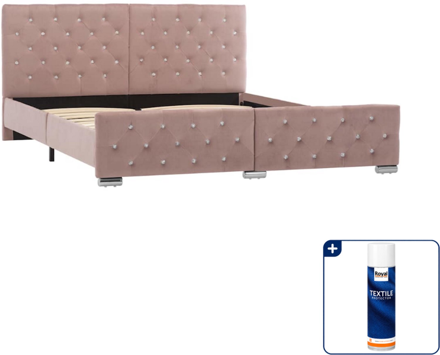 vidaXL bedframe Queensize - 160 x 200 cm - fluweel - roze - Inclusief textielbeschermer 500 ml Grijs