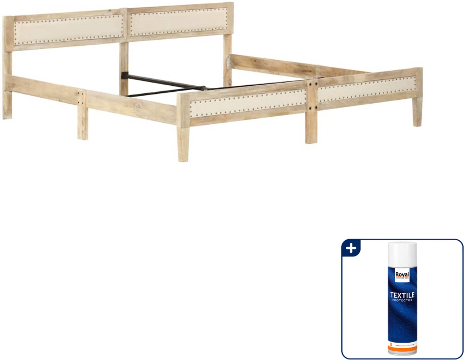 vidaXL bedframe - 200 x 200 cm - massief mangohout - Inclusief textielbeschermer 500 ml Bruin