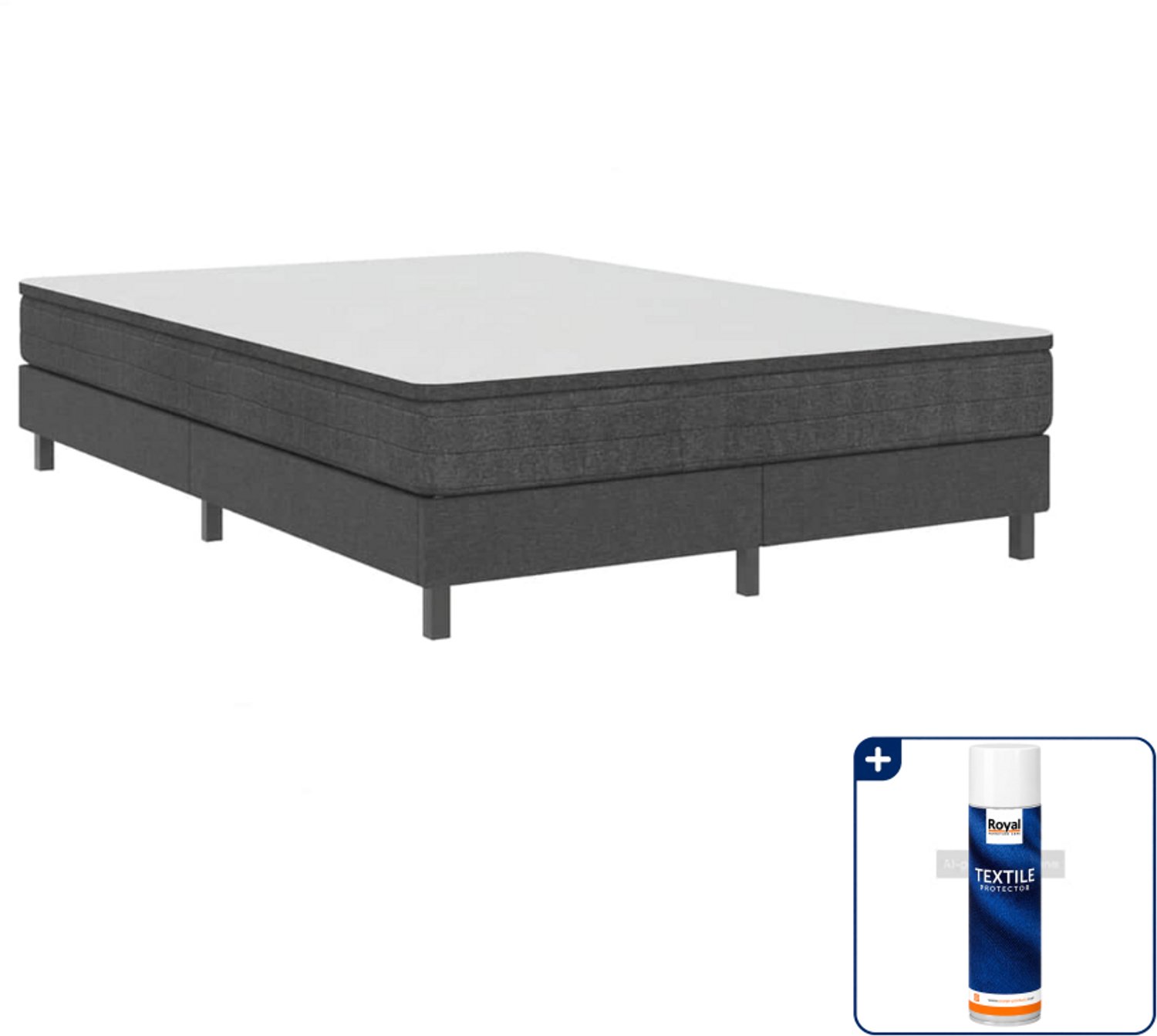 vidaXL boxspringframe Small double - 140 x 200 cm - grijs - Inclusief textielbeschermer 500 ml