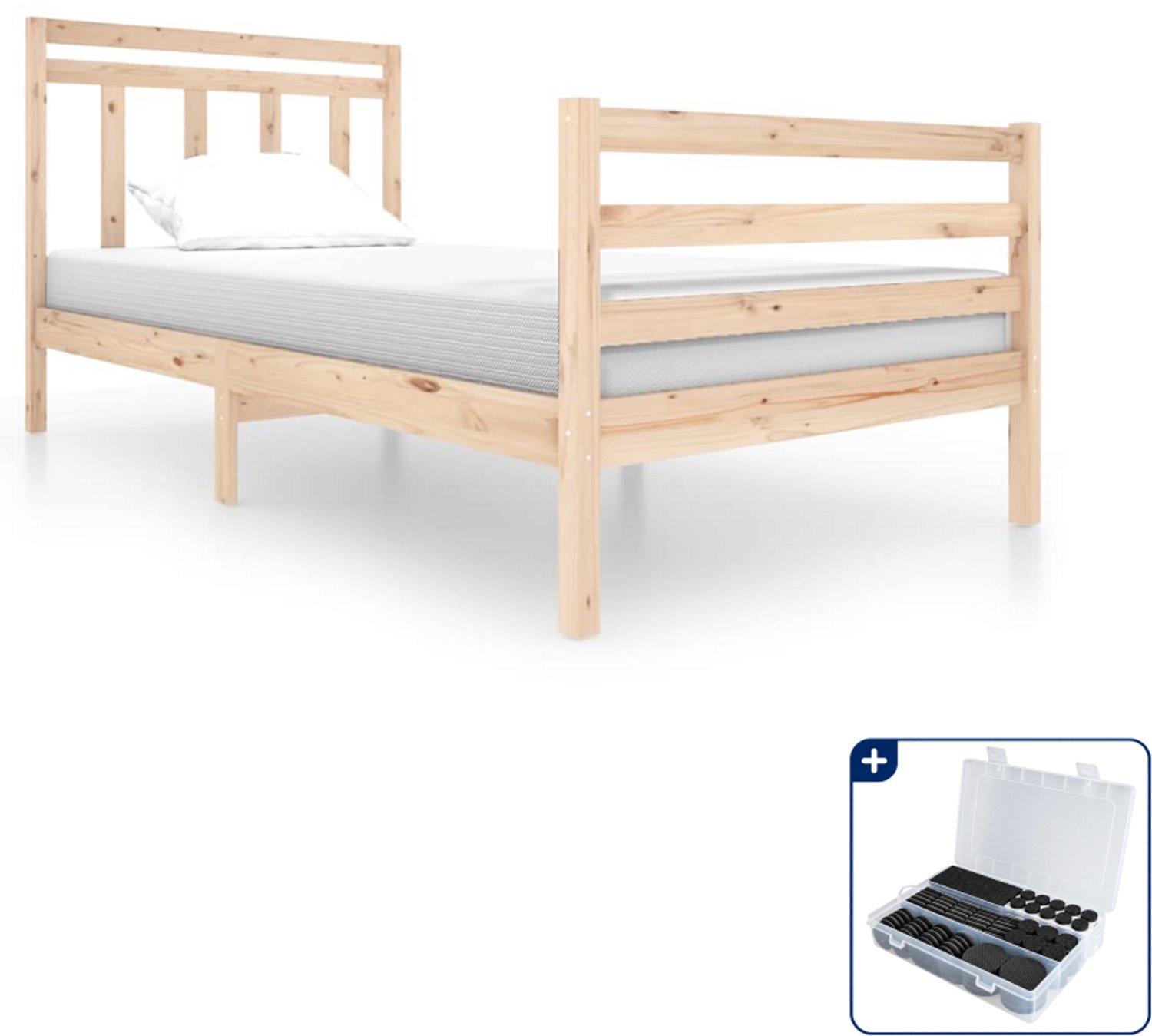 vidaXL bedframe - 100 x 200 cm - massief grenenhout - Inclusief antikrasvilt 177-delig Bruin