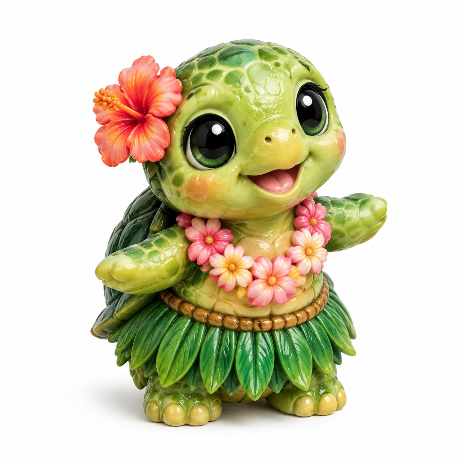 SWGOTA Adventskalender met 24 schildpaddecoraties - 24 dagen, tropische motieven, in bedrukte doos Groen