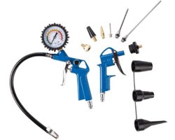 Workplus Pneumatische blaaspistool set - 13 delig - Incl. luchtpistool, bandenvulpistool met manometer en 11 accessoires