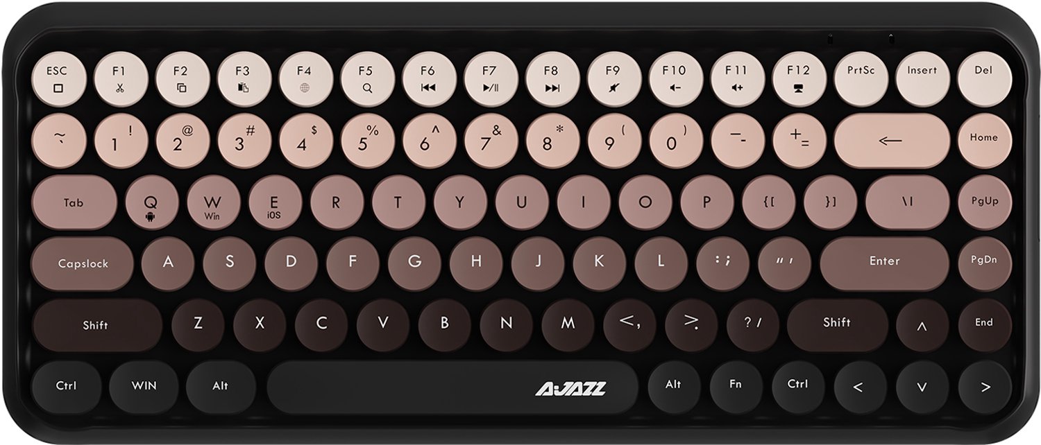 AJAZZ 308i Cat Draadloos Toetsenbord – Bluetooth – Retro Design – Ronde Toetsen – 84 Toetsen – Compact – Katten Design – Bean paste