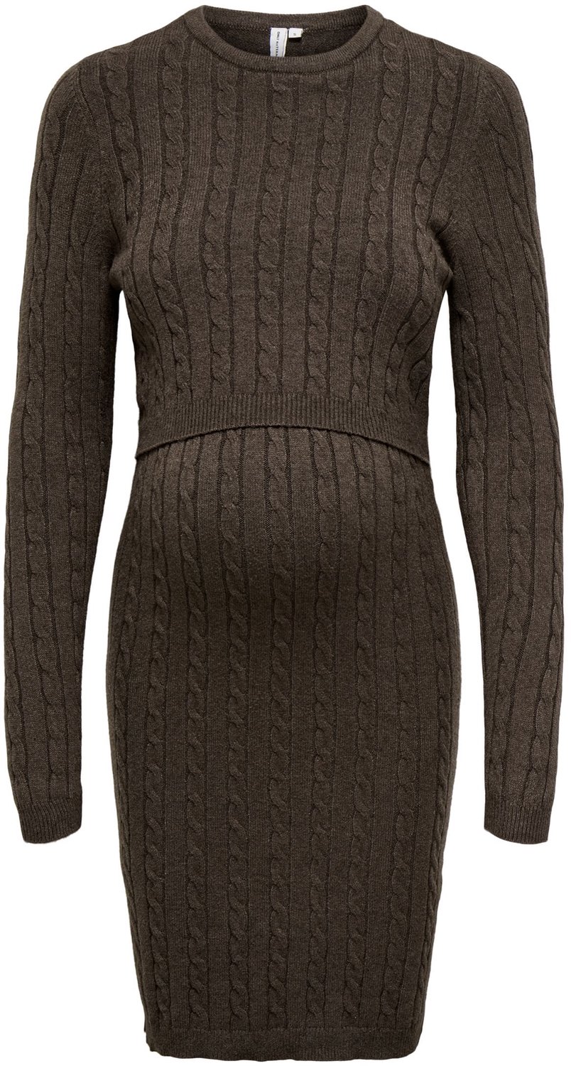 Only MATERNITY Gebreide jurk OLMMERA Korte jurk Chocolate Brown 1