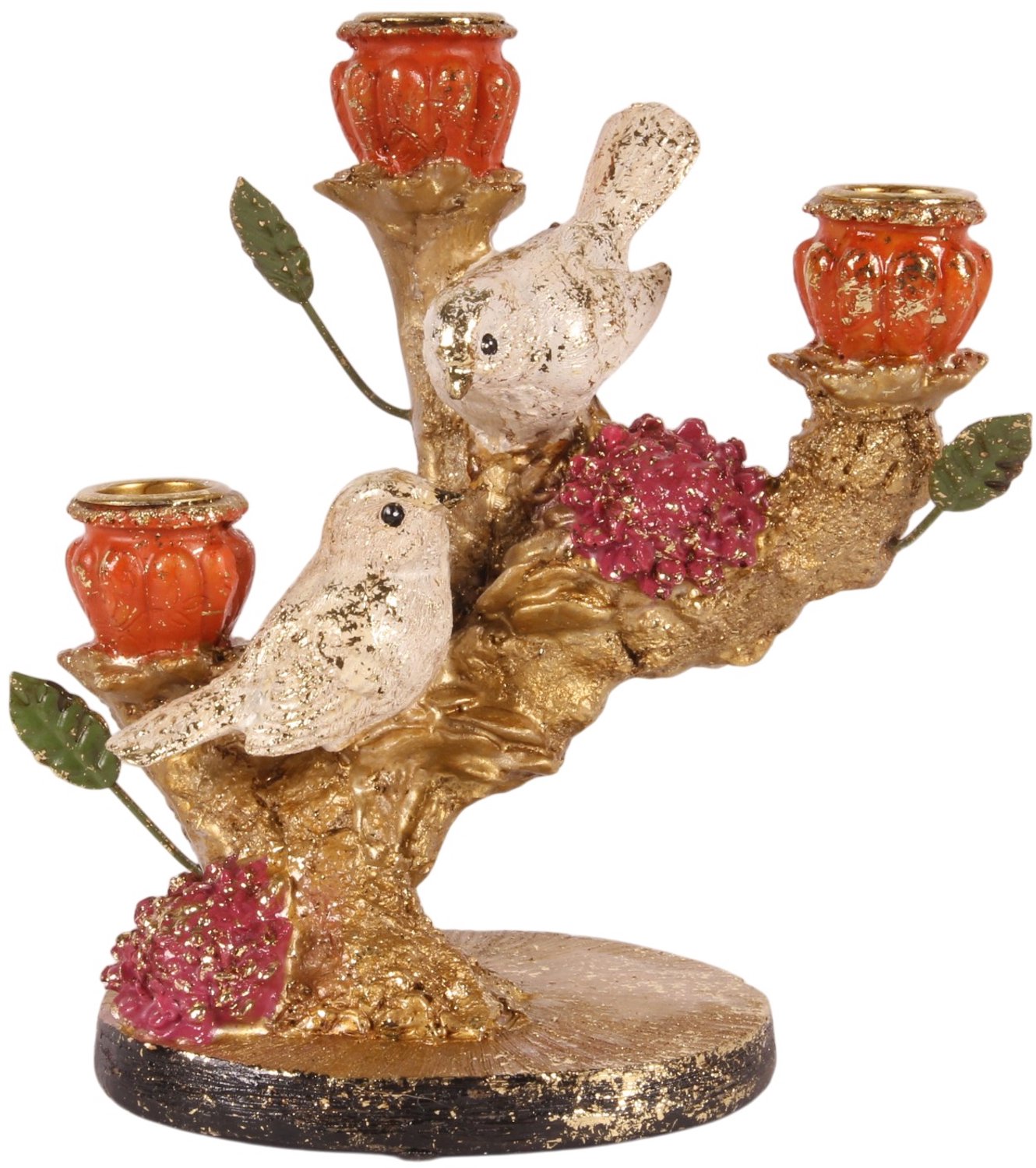 Baroque Kandelaar - Kandelaar Vogels 19,5 cm - Goud - Resin - 19.5x21.5x12 - Polyresin Gold
