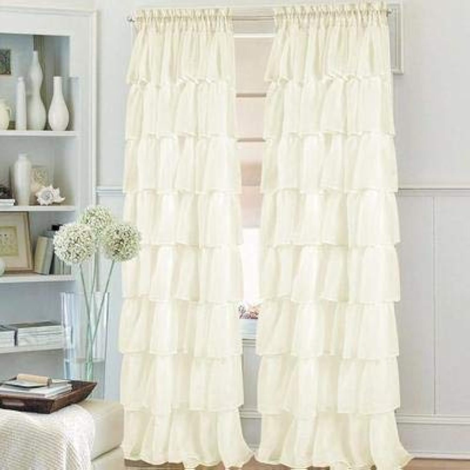 Ruche/Gordijn, Cottage Land/Rod Pocket/Voile/Gordijnen/Wave Layer Panel/voor Woon/Eetkamer/Slaapkamer-Beige 140 * 225cm