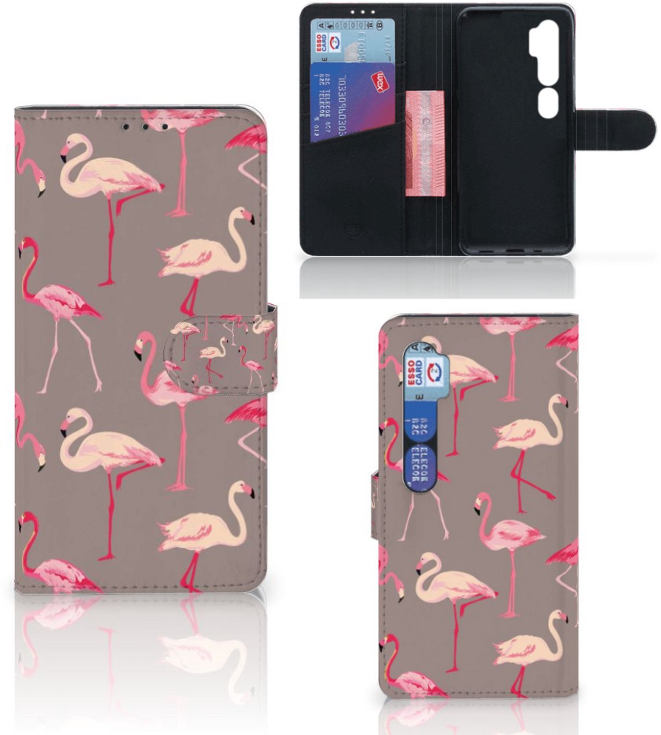 Xiaomi Mi Note 10 Pro Telefoonhoesje met Pasjes Flamingo