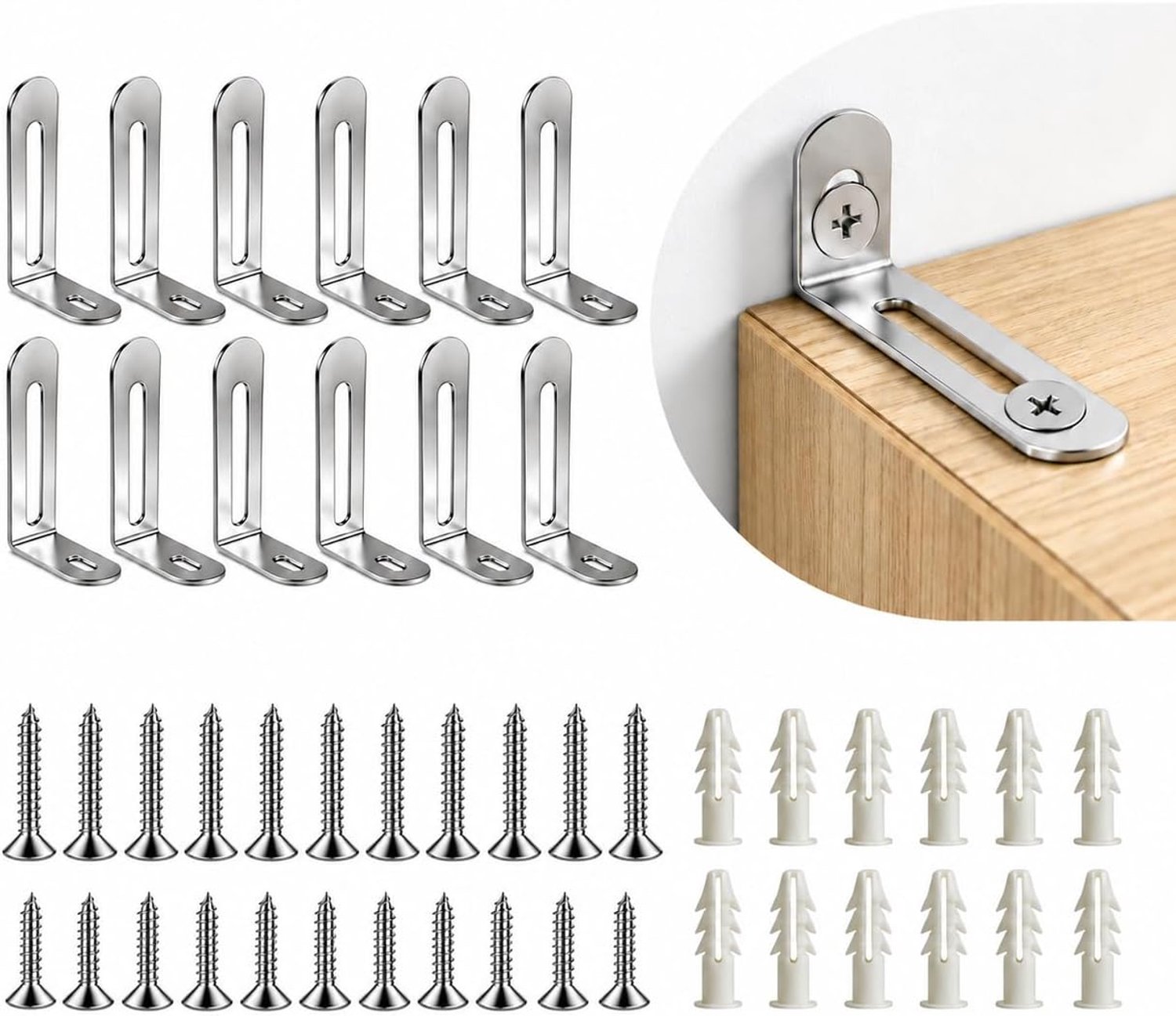 12 stuks kantelbeveiliging meubels, metalen hoek met schroeven