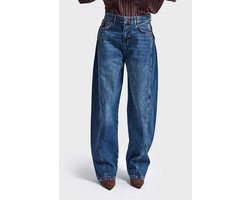 It's Basic - ZIPPER BARREL BALLOON MID RISE JEANS - ROYAL BLUE