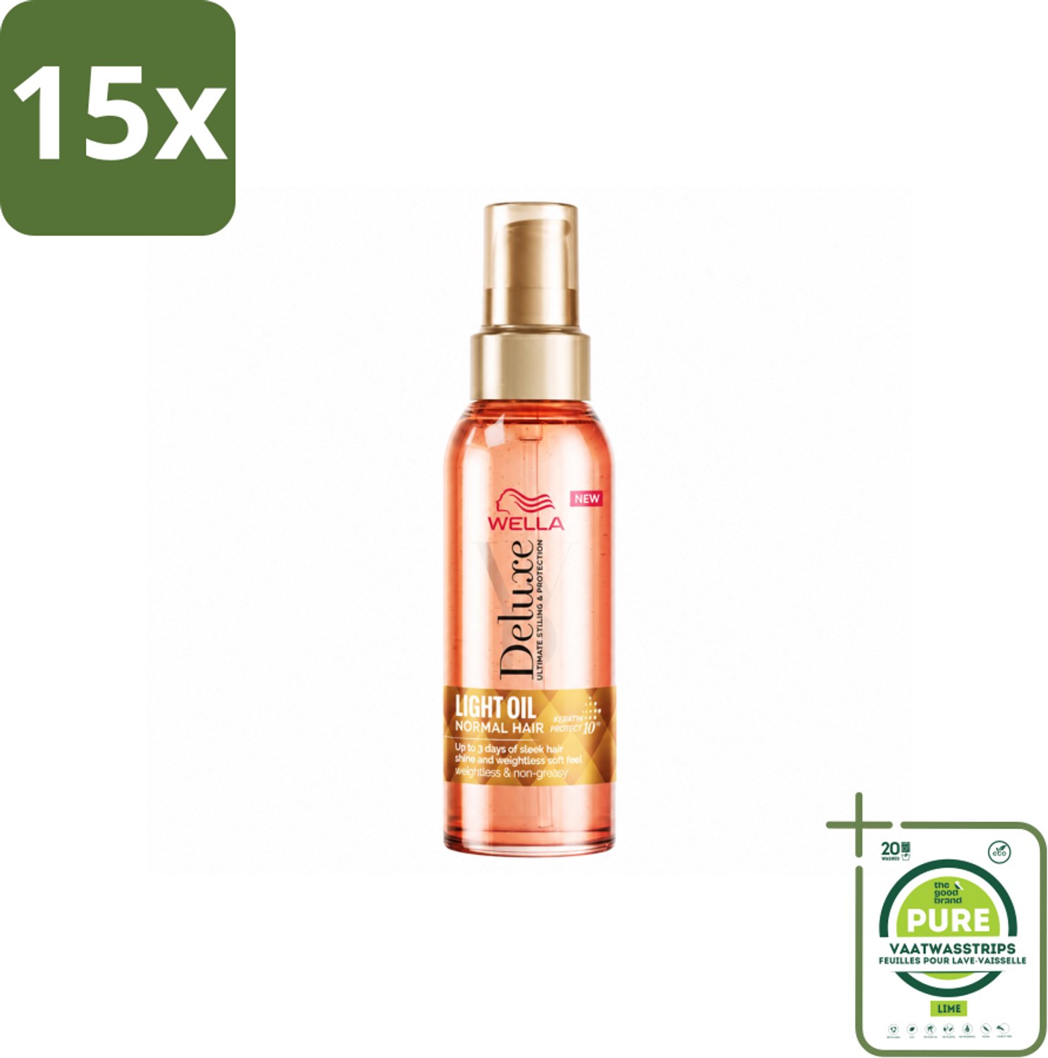 15 x Wella – Deluxe Oil Light – Haarolie – 100 ml - Grootverpakking - Vaatwasstrips - Haarolie - Glans - Gezond Haar - Voeding - Gladheid