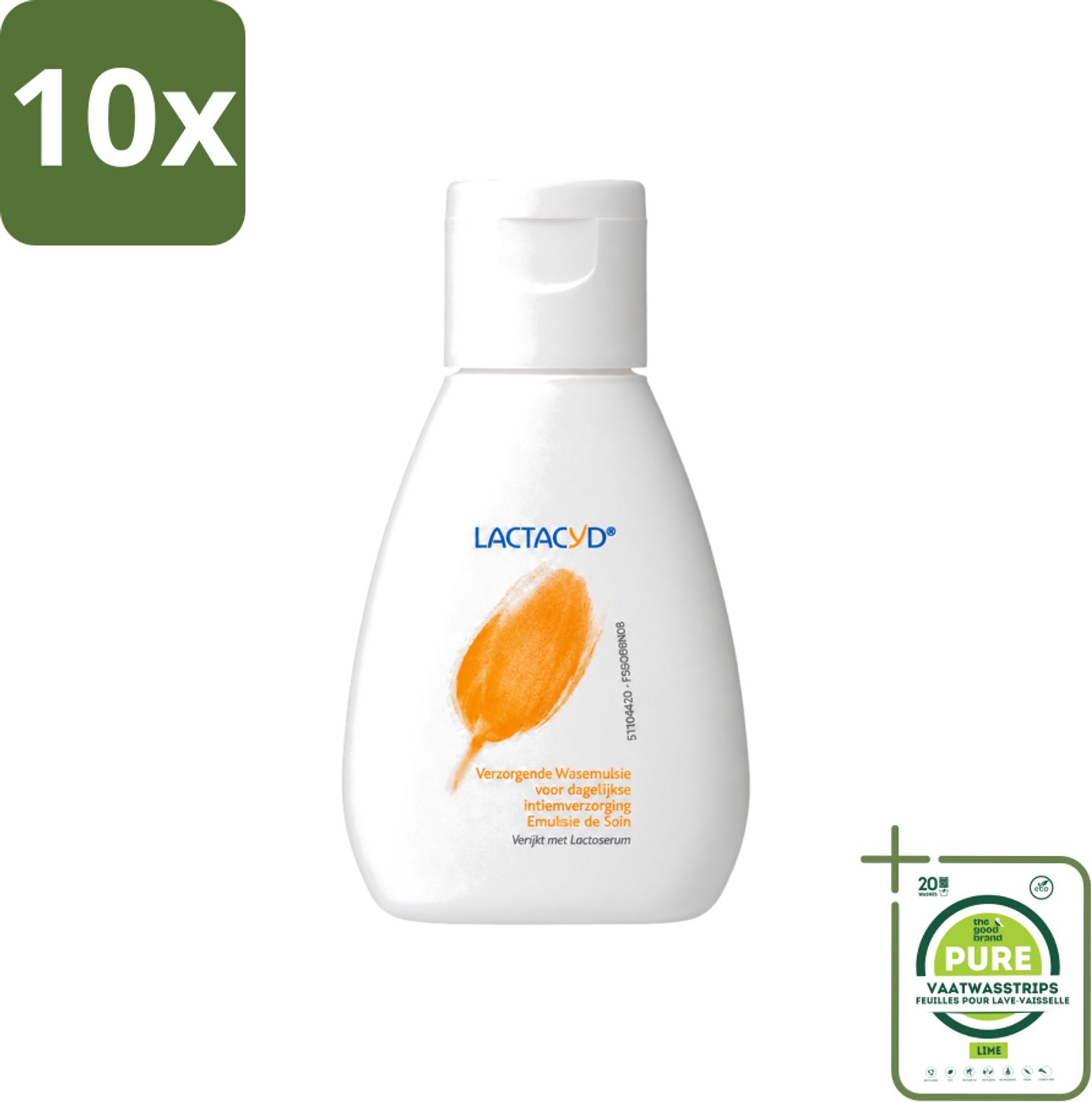 10 x Lactacyd – Verzorgend – Mild en pH-vriendelijk – 50 ml - Grootverpakking - Vaatwasstrips - Intieme Verzorging - Wasemulsie - Natuurlijke Balans - PH-vriendelijk - Droogheid