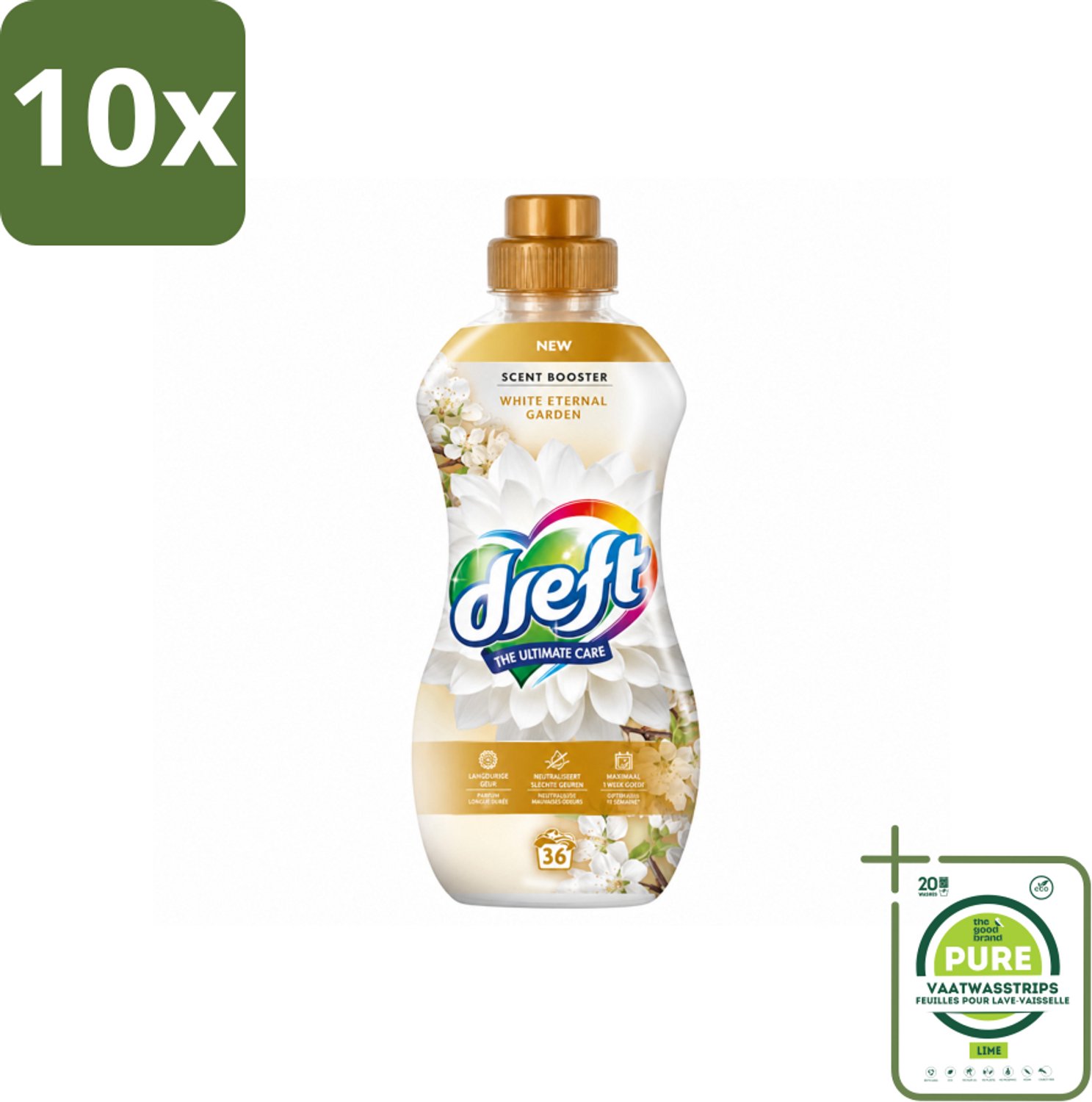 10 x Dreft – White Eternal Garden – Vloeibare Geurbooster – 720 ml – 36 wasbeurten - Grootverpakking - Vaatwasstrips - Wasgeur - Wasgeurbooster - Frisse Geur - Wasmiddel - Textiel Verzorging